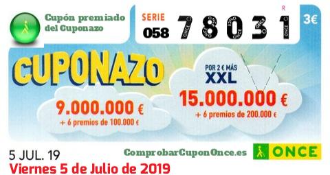 Cupón premiado en este sorteo