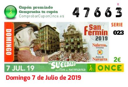 Sueldazo ONCE premiado el Domingo 7/7/2019