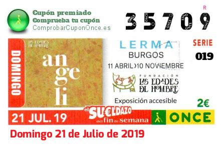 Sueldazo ONCE premiado el Domingo 21/7/2019