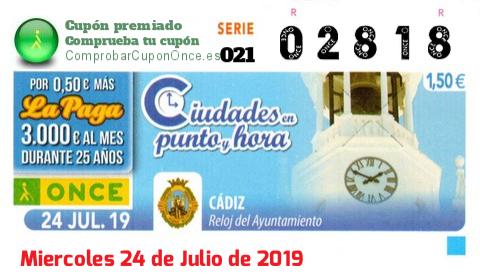 Cupón premiado en este sorteo