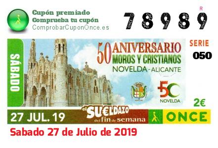 Sueldazo ONCE premiado el Sabado 27/7/2019