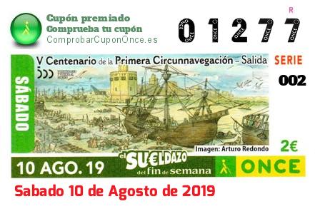 Sueldazo ONCE premiado el Sabado 10/8/2019