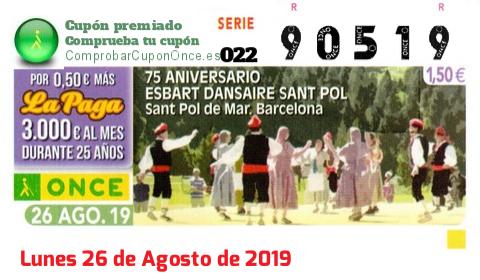 Cupón premiado en este sorteo