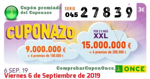 Cupón premiado en este sorteo