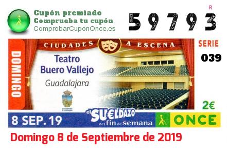 Sueldazo ONCE premiado el Domingo 8/9/2019