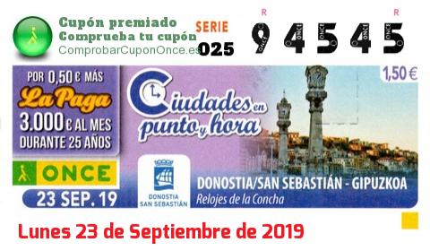 Cupón premiado en este sorteo