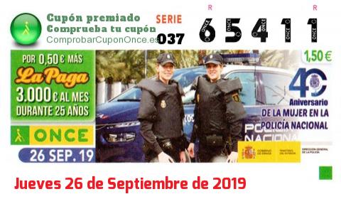 Cupón premiado en este sorteo