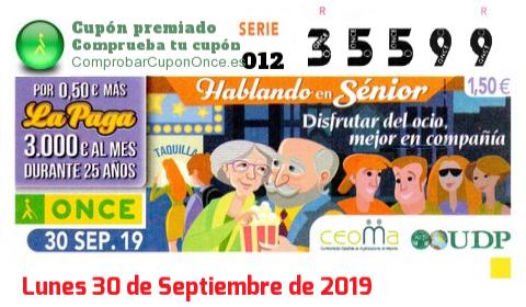 Cupón premiado en este sorteo