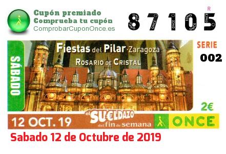 Sueldazo ONCE premiado el Sabado 12/10/2019