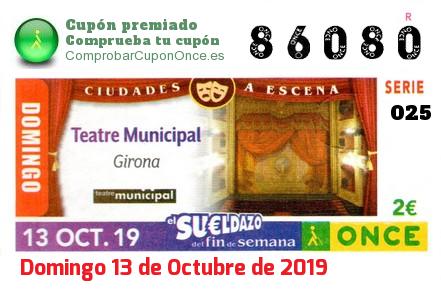 Sueldazo ONCE premiado el Domingo 13/10/2019