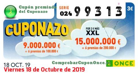 Cupón premiado en este sorteo