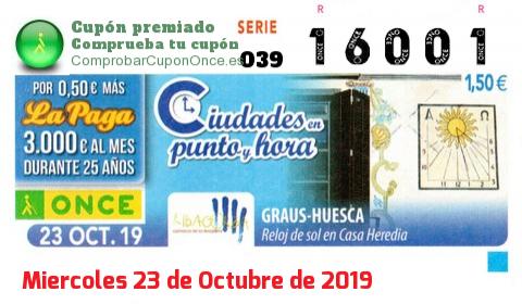 Cupón premiado en este sorteo