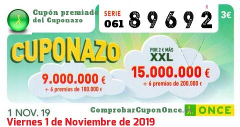 Cupón premiado en este sorteo