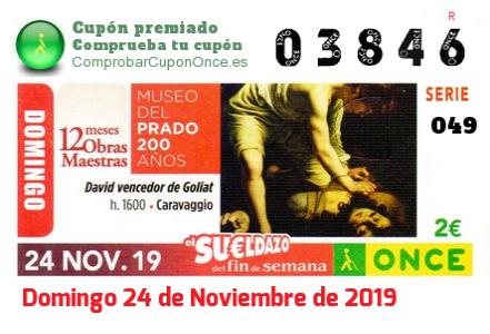 Sueldazo ONCE premiado el Domingo 24/11/2019