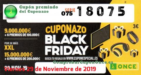Cuponazo ONCE premiado el Viernes 29/11/2019