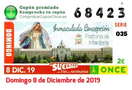 Sueldazo ONCE premiado el Domingo 8/12/2019