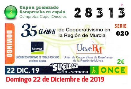 Sueldazo ONCE premiado el Domingo 22/12/2019