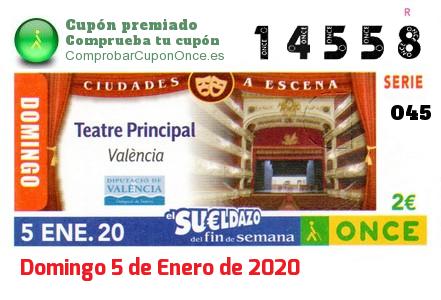Sueldazo ONCE premiado el Domingo 5/1/2020