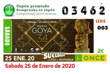 Sueldazo ONCE premiado el Sabado 25/1/2020