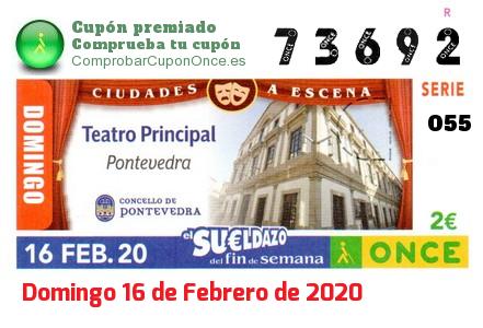 Sueldazo ONCE premiado el Domingo 16/2/2020