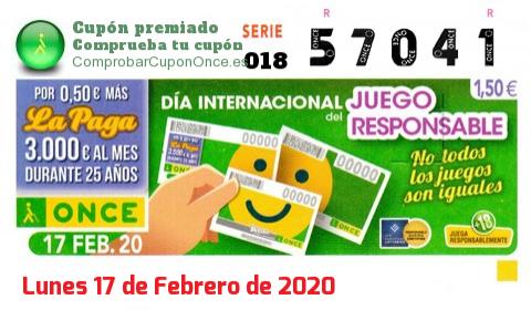 Cupón premiado en este sorteo