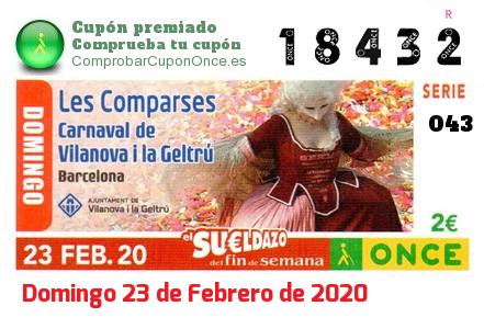 Sueldazo ONCE premiado el Domingo 23/2/2020