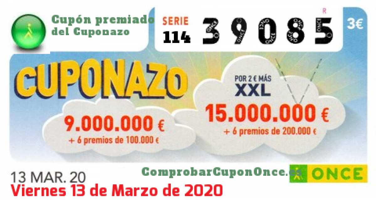 Cupón premiado en este sorteo