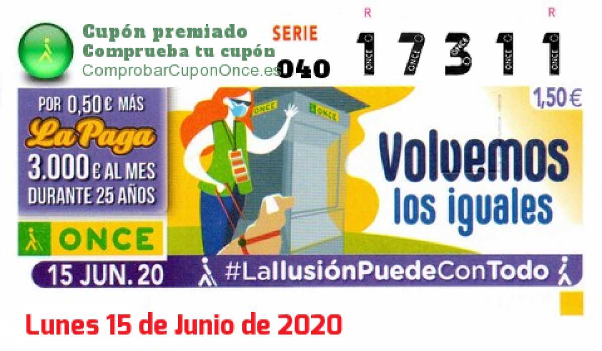 Cupón premiado en este sorteo