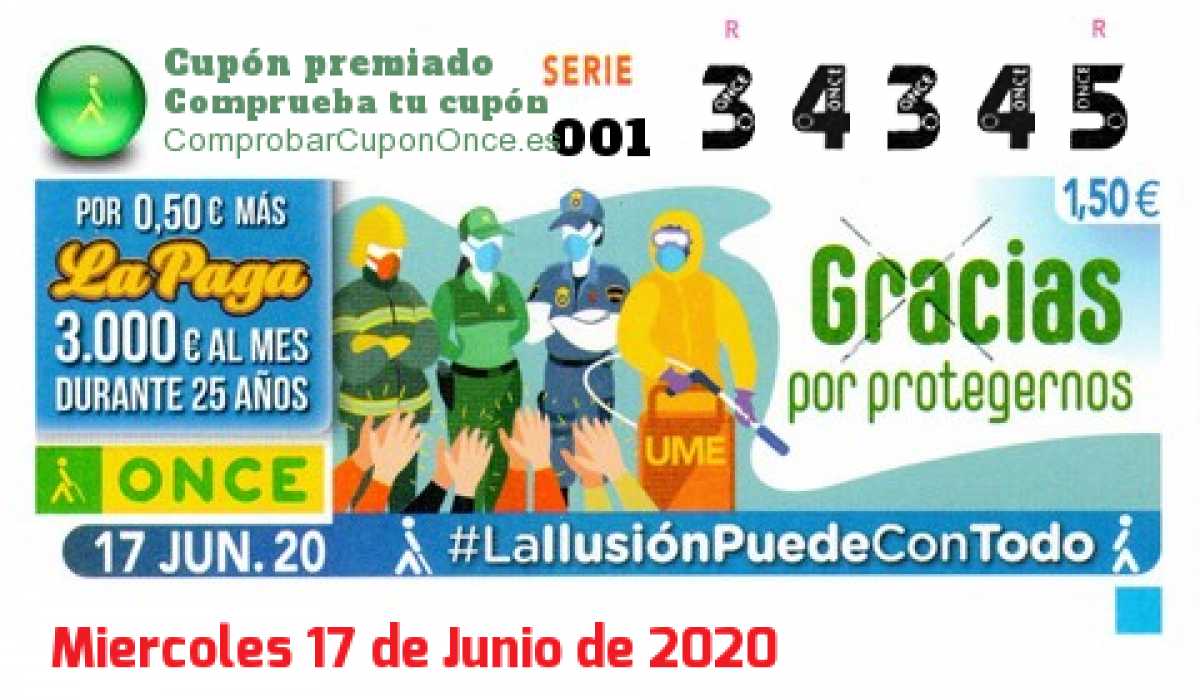 Cupón premiado en este sorteo