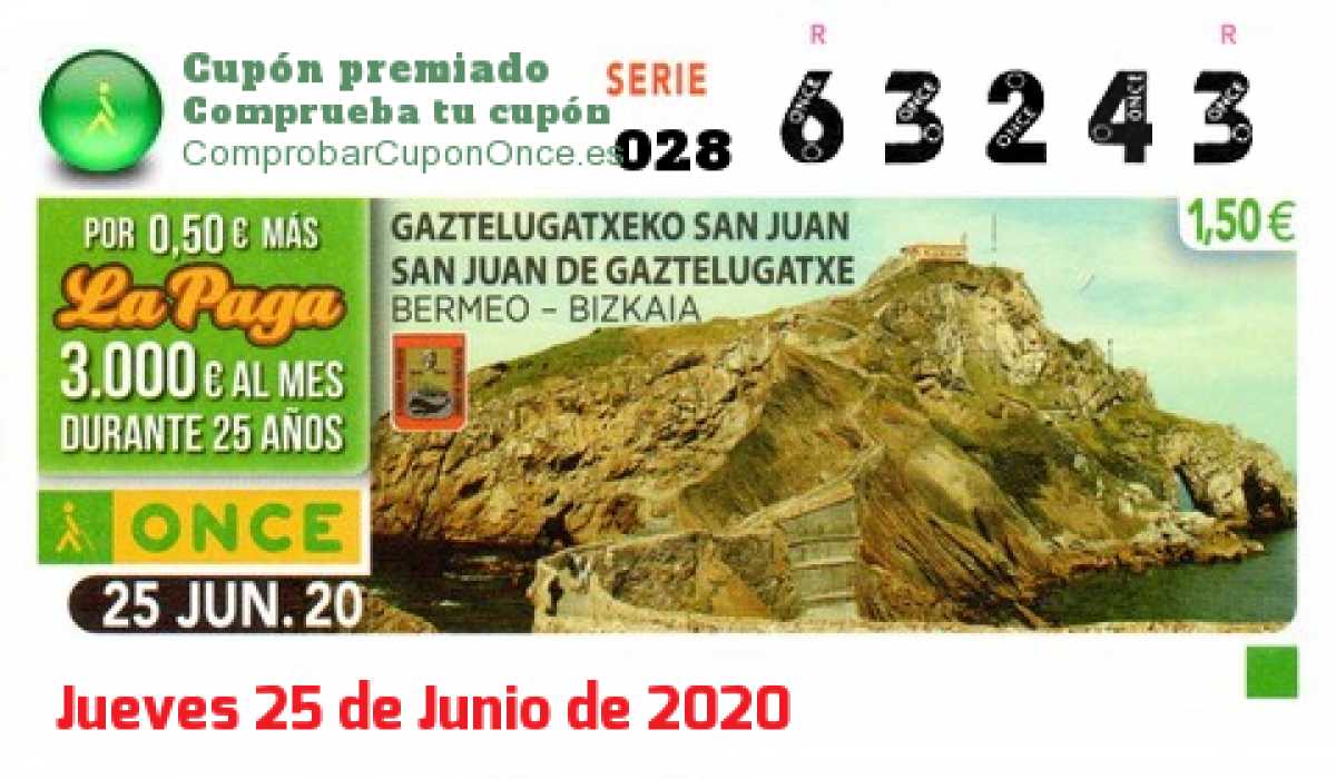 Cupón premiado en este sorteo