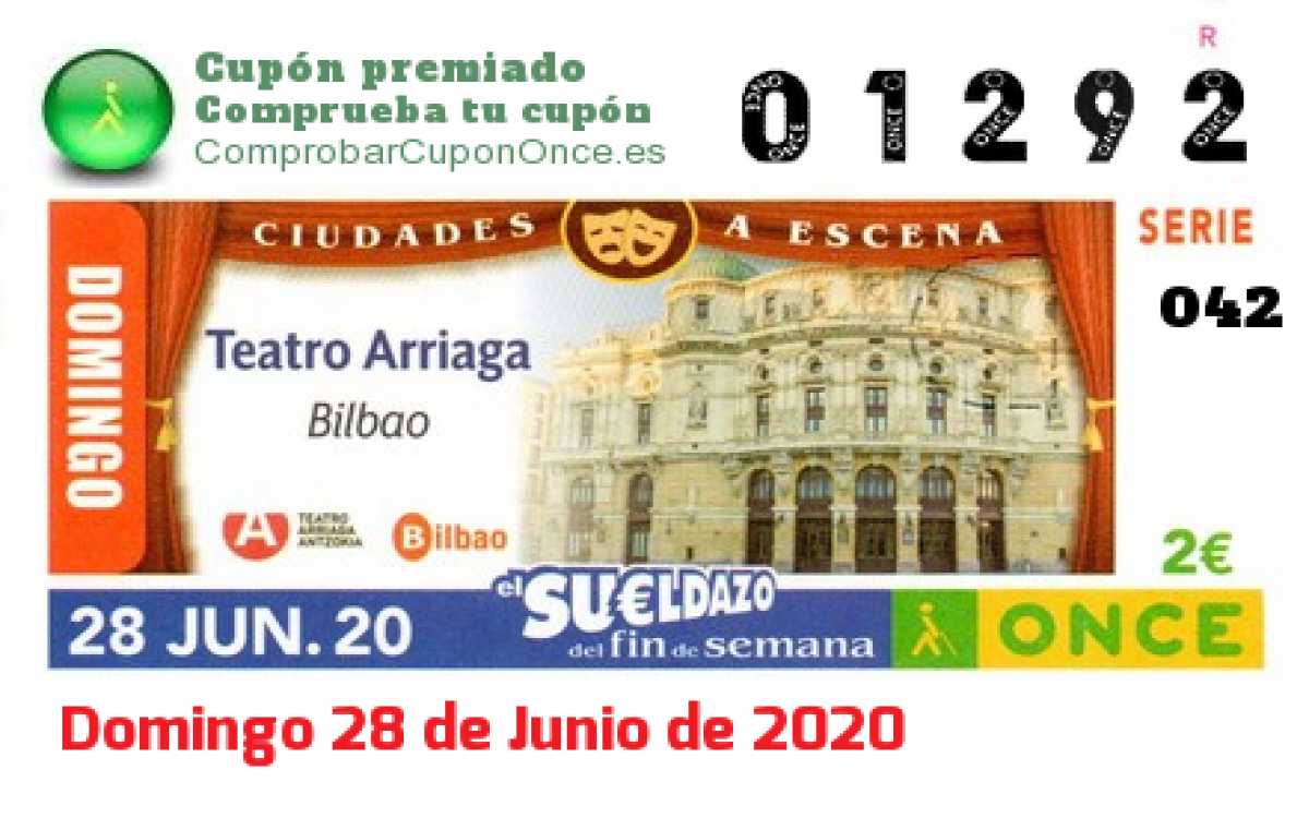 Sueldazo ONCE premiado el Domingo 28/6/2020
