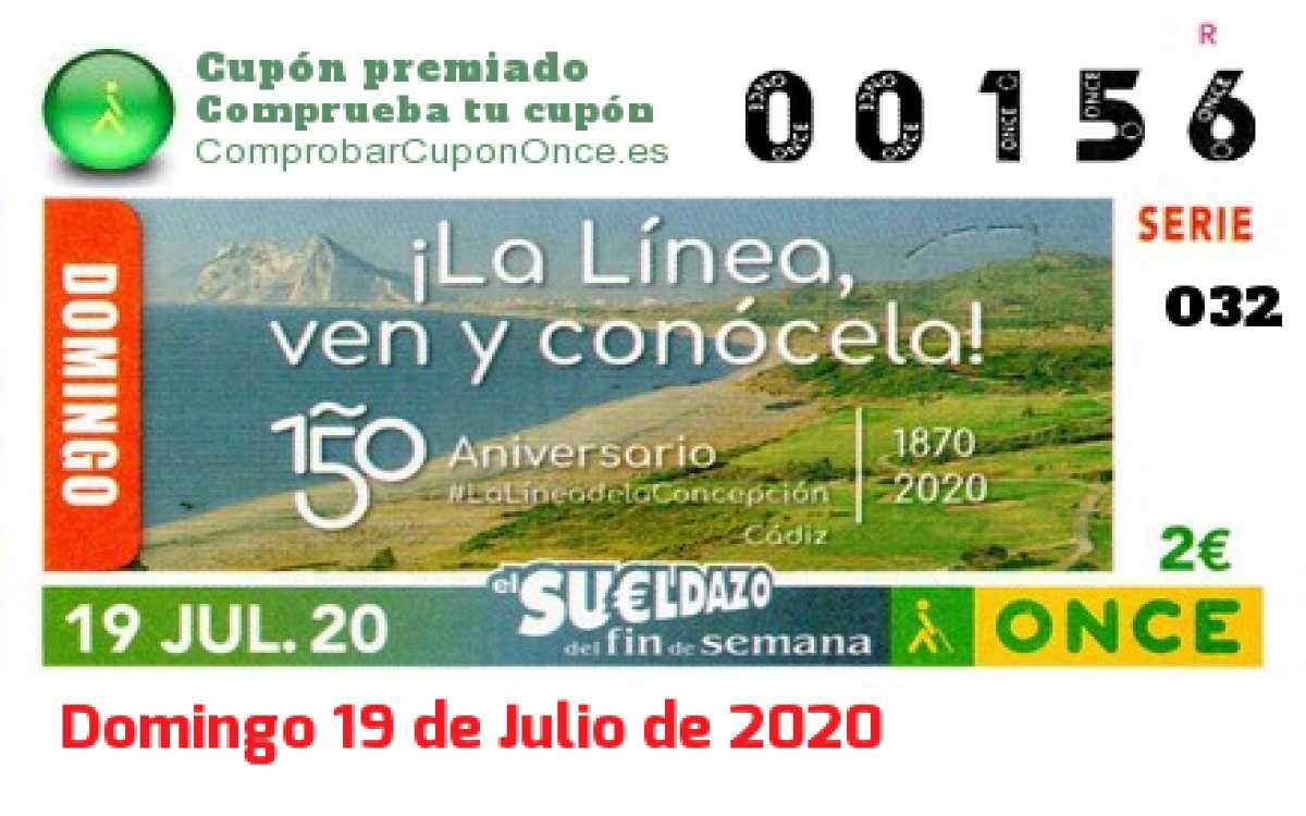 Sueldazo ONCE premiado el Domingo 19/7/2020