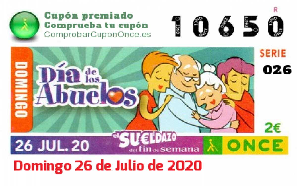 Sueldazo ONCE premiado el Domingo 26/7/2020