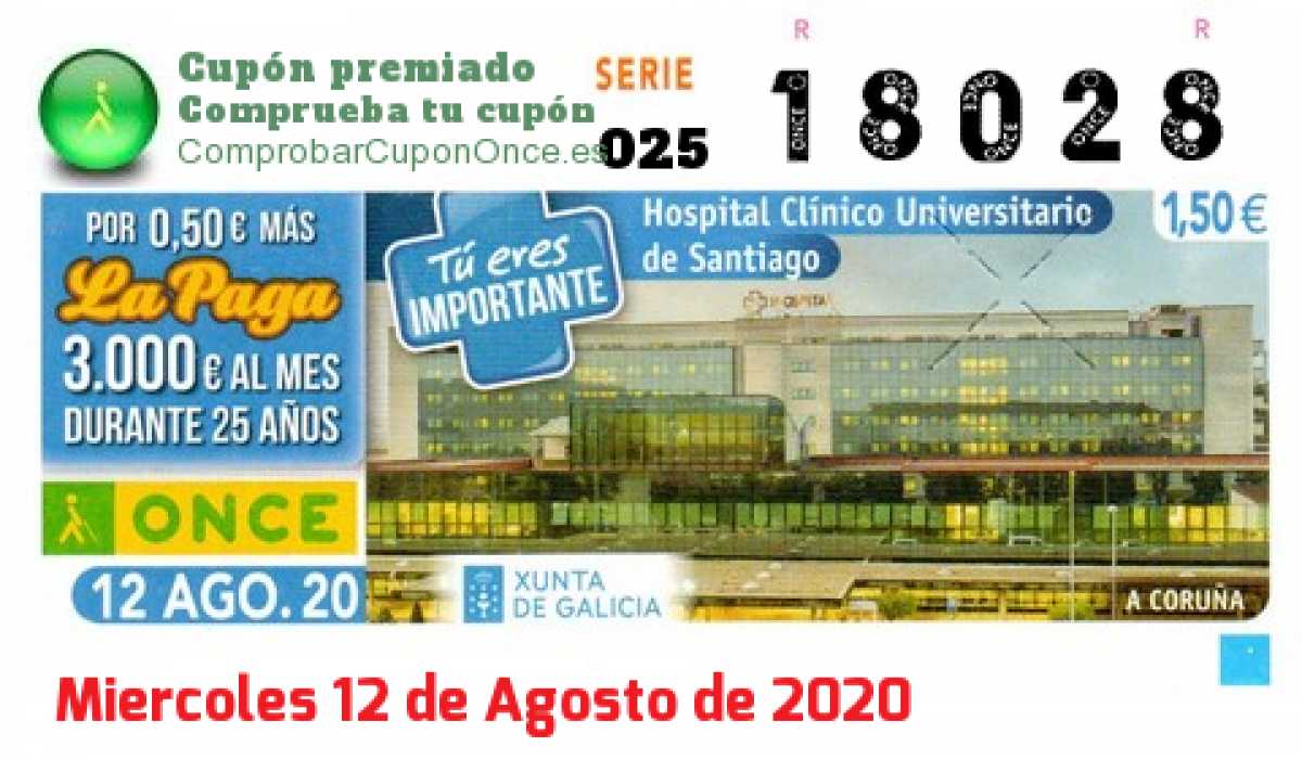 Cupón premiado en este sorteo