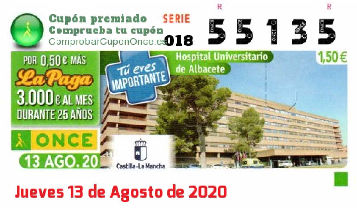 Cupón premiado en este sorteo