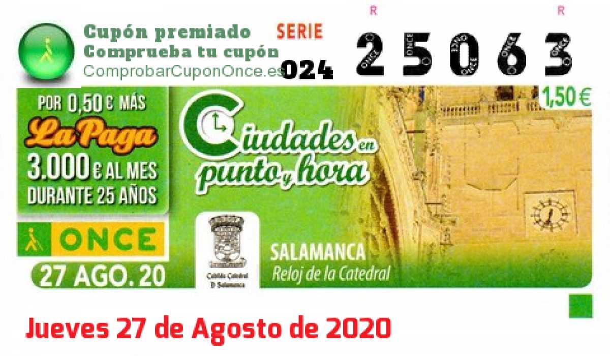 Cupón premiado en este sorteo