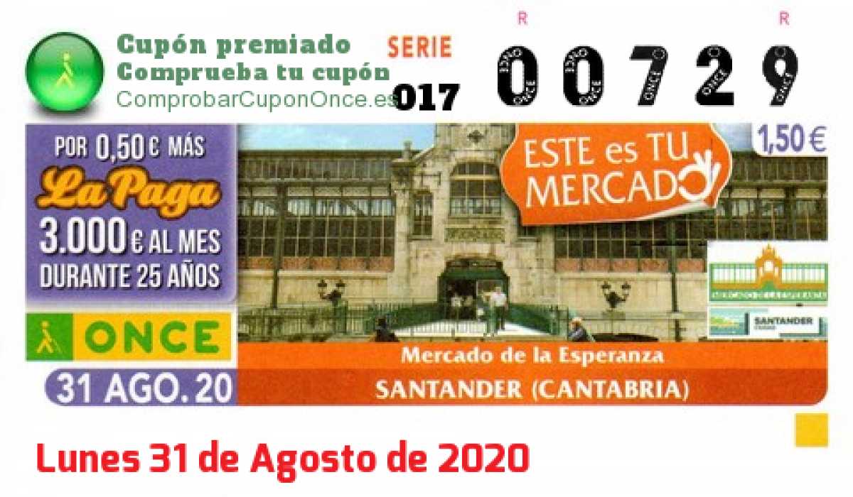 Cupón premiado en este sorteo