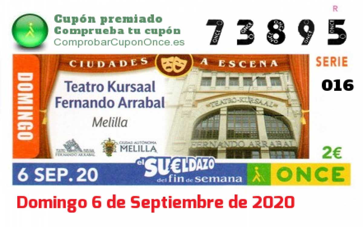 Sueldazo ONCE premiado el Domingo 6/9/2020