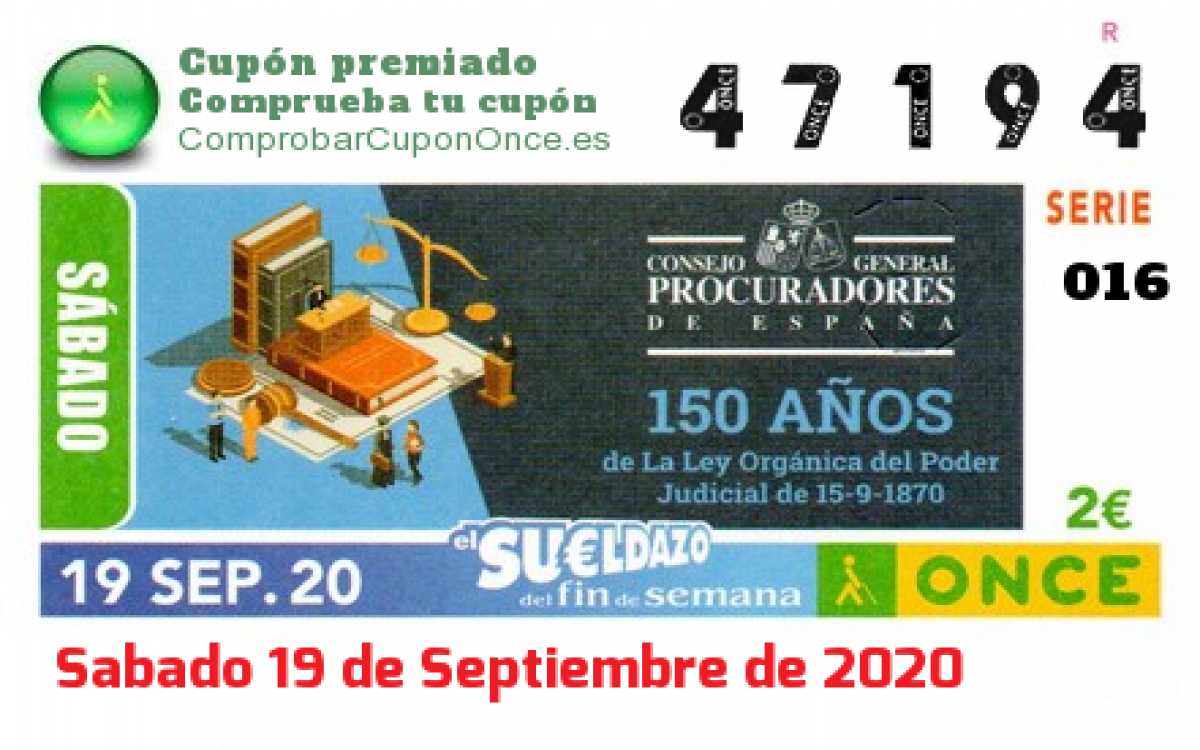 Cupón premiado en este sorteo