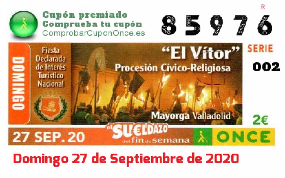 Cupón premiado en este sorteo