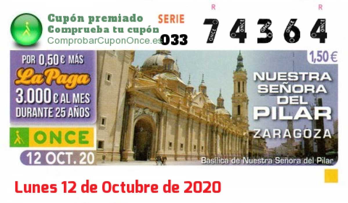 Cupón premiado en este sorteo