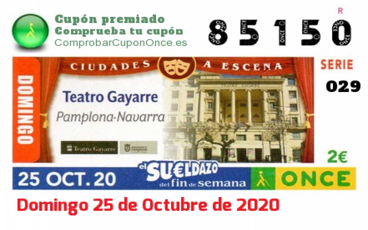 Sueldazo ONCE premiado el Domingo 25/10/2020