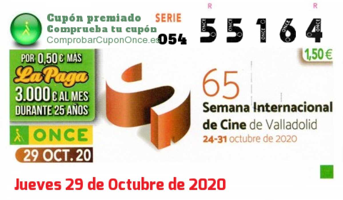 Cupón premiado en este sorteo