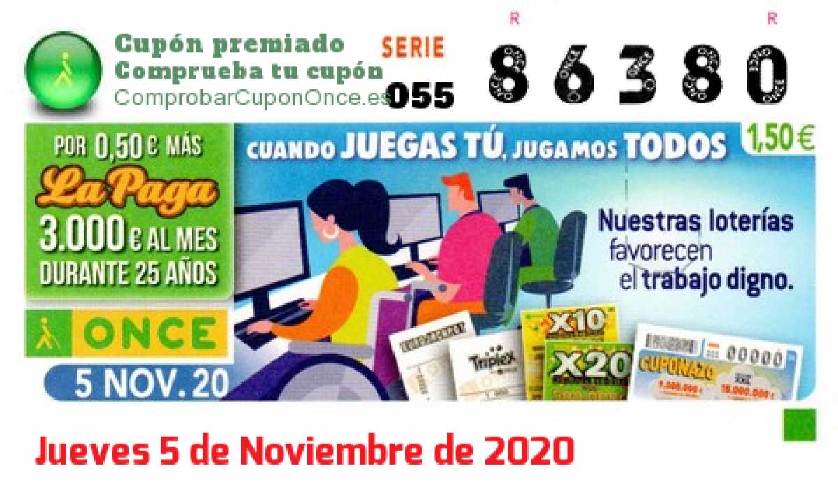 Cupón premiado en este sorteo