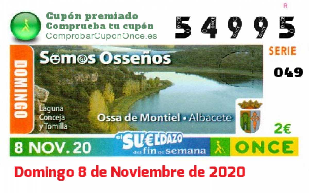 Sueldazo ONCE premiado el Domingo 8/11/2020