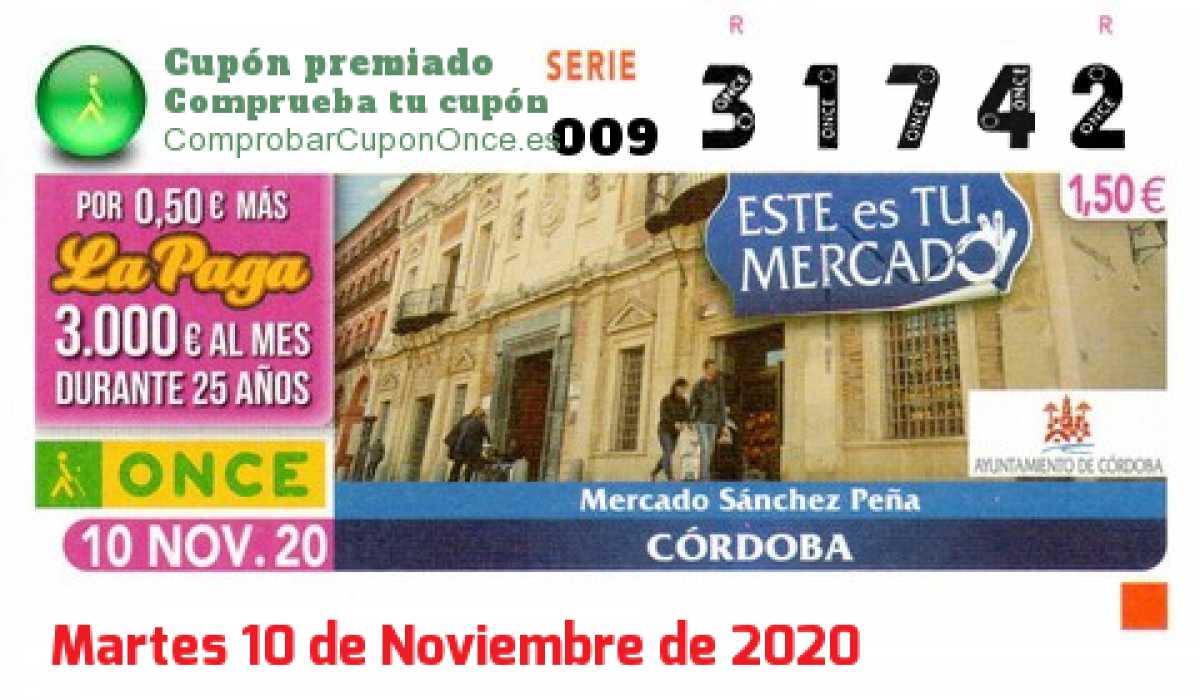 Cupón premiado en este sorteo