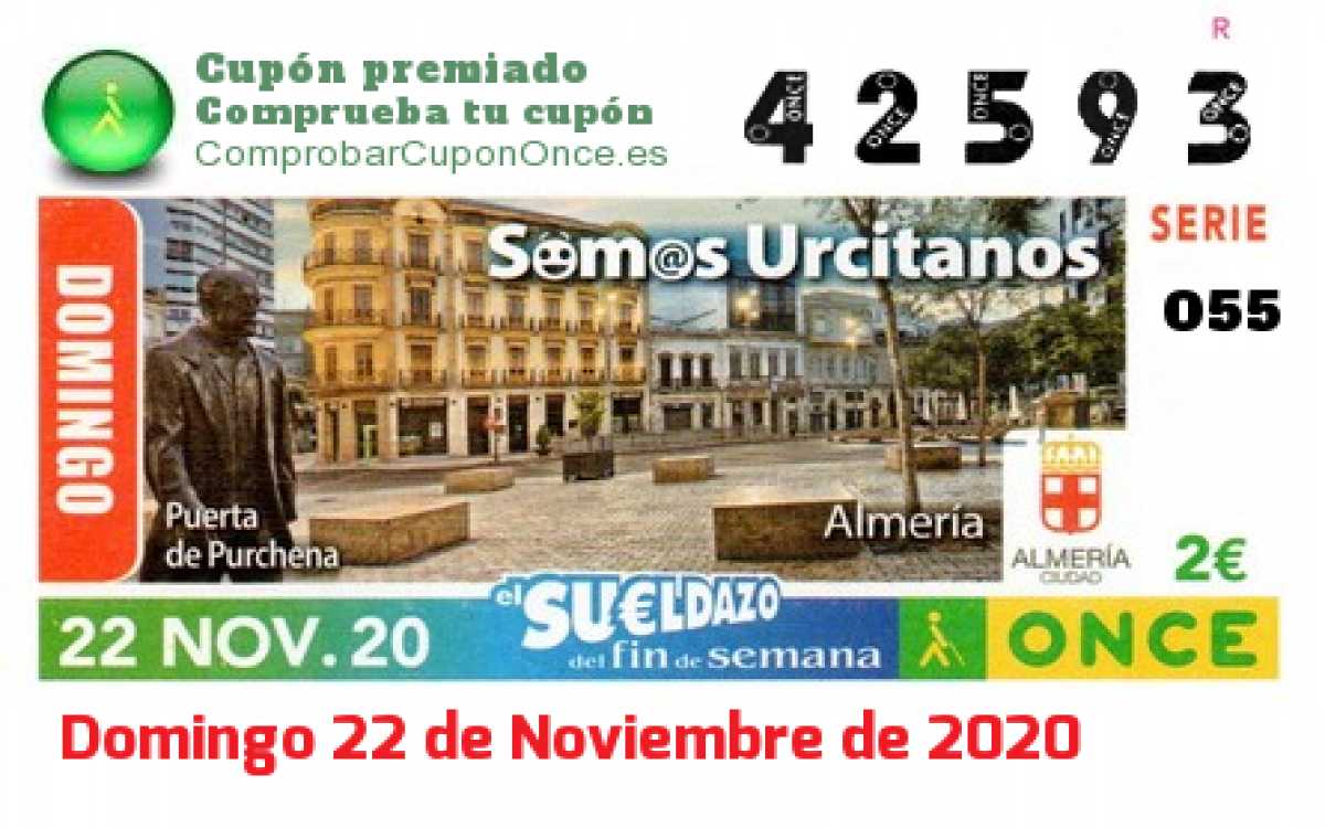 Sueldazo ONCE premiado el Domingo 22/11/2020