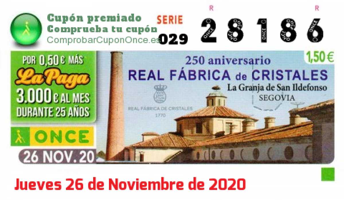 Cupón premiado en este sorteo