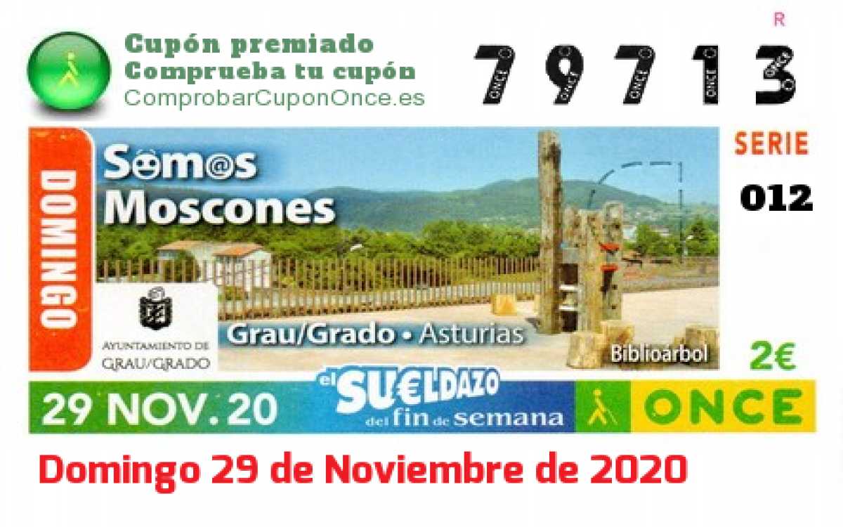 Sueldazo ONCE premiado el Domingo 29/11/2020