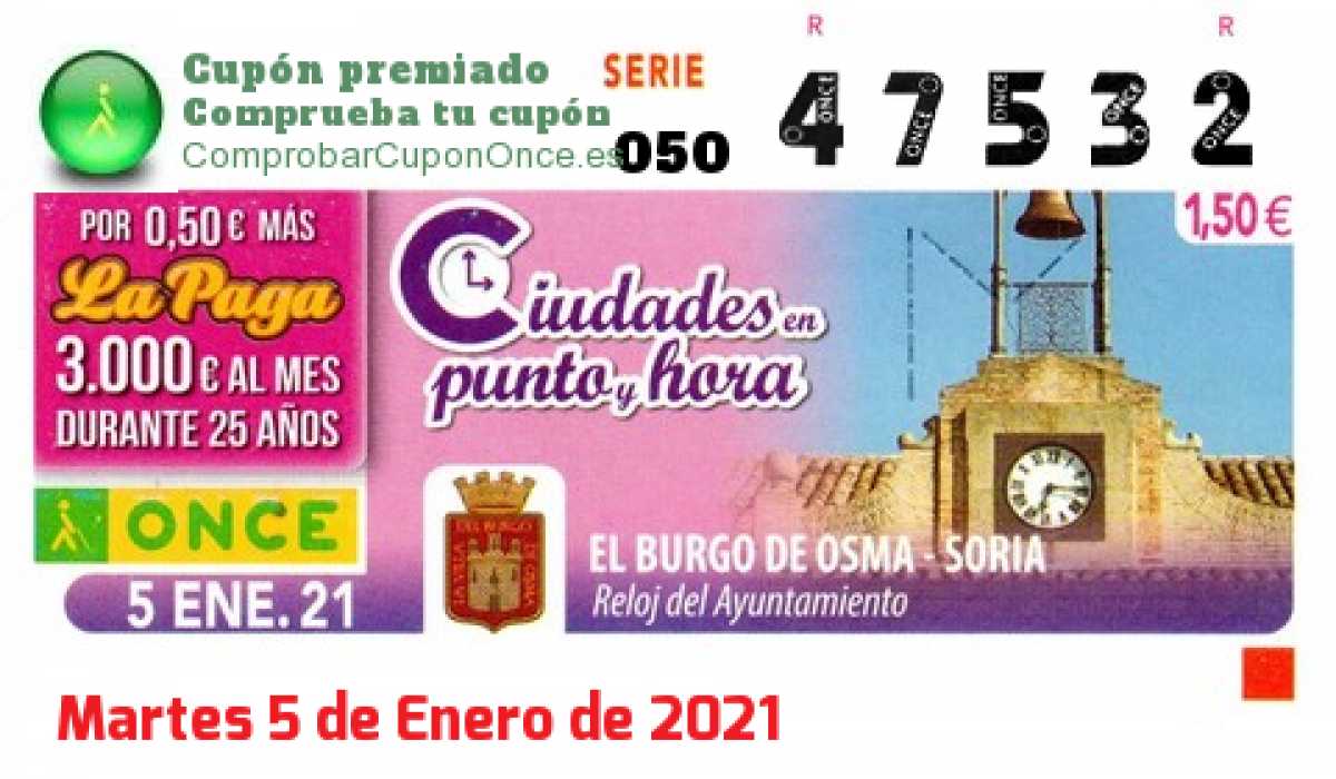 Cupón premiado en este sorteo